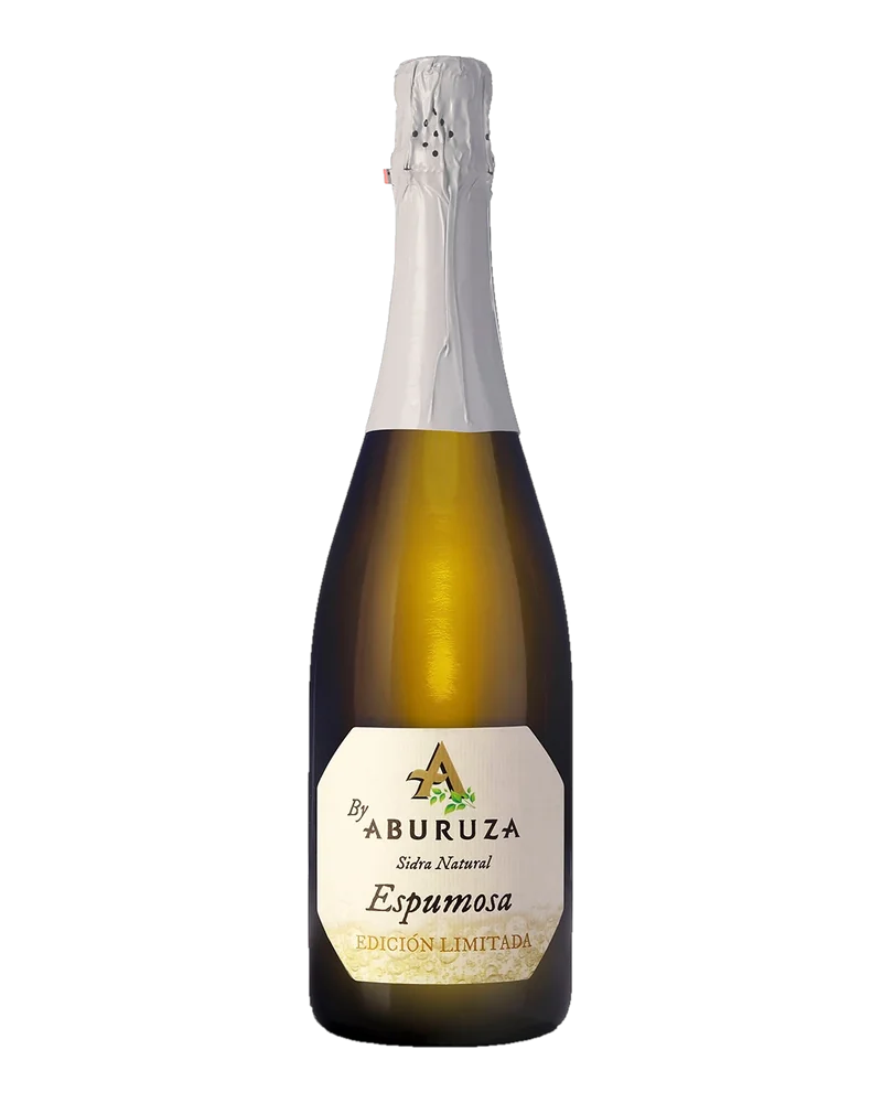 Bottle of Aburuza sparkling cider, limited edition, with a silver capsule and cream label
